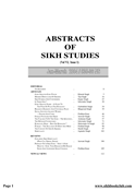 Abstracts Of Sikh Studies 6 Issue 1 