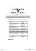 Abstracts Of Sikh Studies 8 Issue 1 
