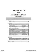 Abstracts Of Sikh Studies 8 Issue 2 