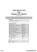 Abstracts Of Sikh Studies 8 Issue 3 