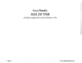Guru Nanak's Asa DI Vaar 