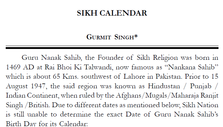Sikh Calendar By Gurmit Singh