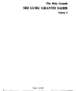 The Holy Granth Sri Guru Granth Sahib Volume 2