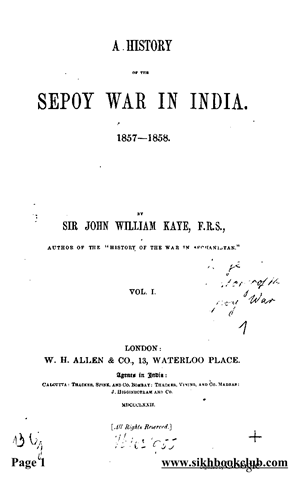 A History of the Sepoy War in India Vol 1 