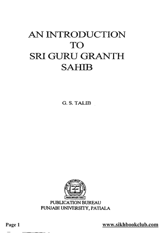 An Introduction To Sri Guru Granth Sahib 