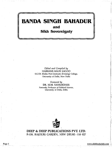 Banda Singh Bahadur and Sikh Sovereignty