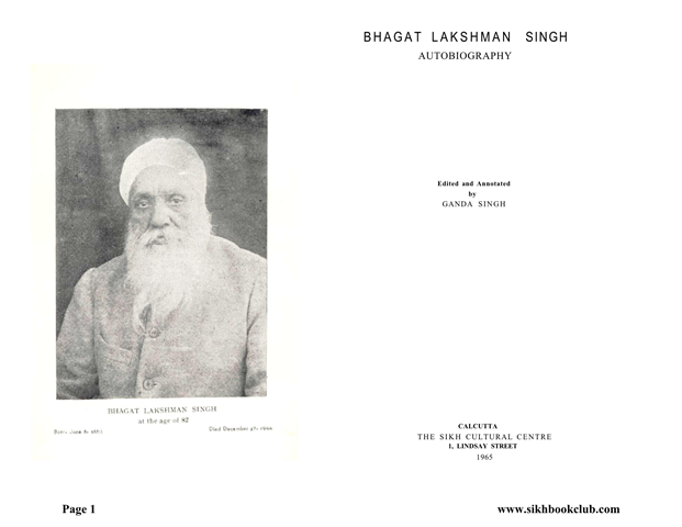 Bhagat Lakshman Singh Autobiography 