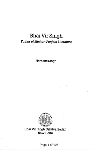 Bhai Vir Singh Father of Modern Punjabi Literature 