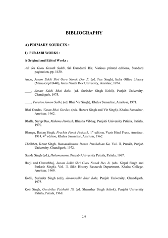 Bibliography Punjabi Works 