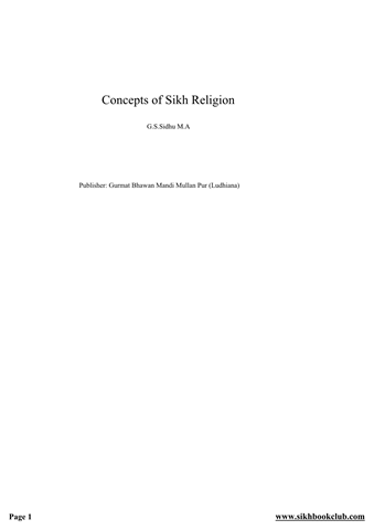 Concept of Sikh Religion 