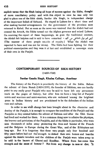 Contemporary Sources Of Sikh History 1469-1708 By Dr Ganda Singh