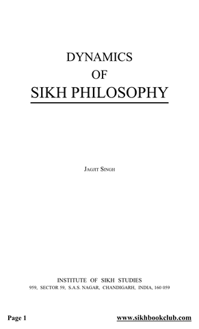 Dynamics Of Sikh Philosophy 