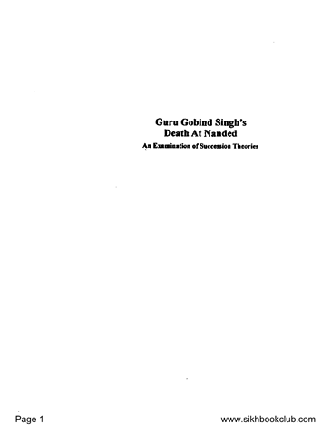 Guru Gobind Singh Ji Death at Nanded 