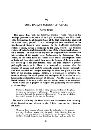 Guru Nanak Concept of Nature By Sirdar Kapur Singh