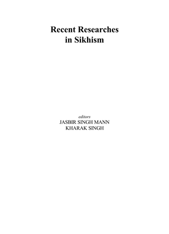 Recent Research in Sikhism 