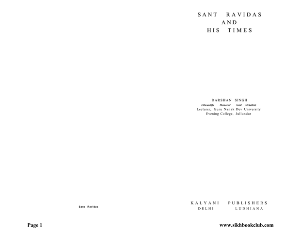 Sant Ravidas And His Times 