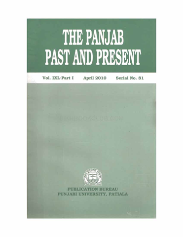 The Punjab Past and Present Vol IXL Part I 