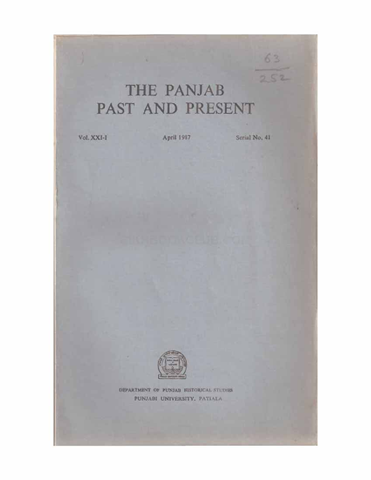 The Punjab Past and Present Vol XXI Part I  