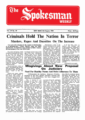 The Spokesman Weekly Vol.29 No.49 August 4 1980 By Dr Ganda Singh