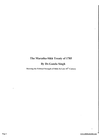 The Maratha Sikh Treaty Of 1785 